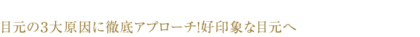 目元のクマ・くすみ・たるみ、目じりのしわに